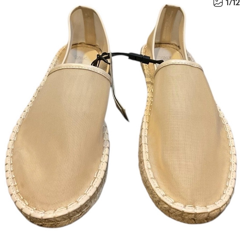 Zara Beige Canvas Espadrille Slip-Ons